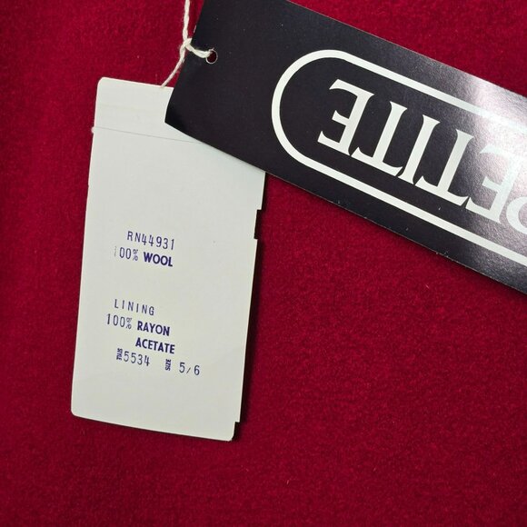 NWT VTG Michelle Stuart Petite SM* Red Wool Double-Breasted Overcoat Trench Coat - Picture 10 of 13